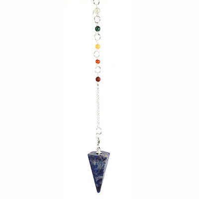Faceted Sodalite Pendulum with Chakra Beads