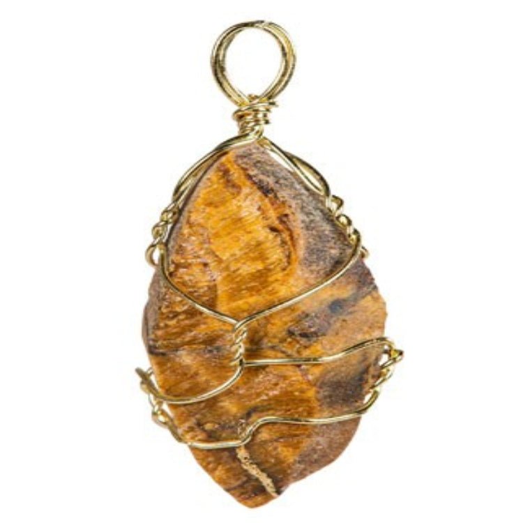 Gold Wire Wrapped Gemstone Pendant - 13 Moons