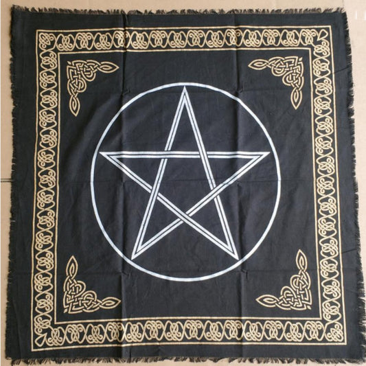Pentacle Altar Cloth Black, Gold & Silver, 36 inch - 13 Moons
