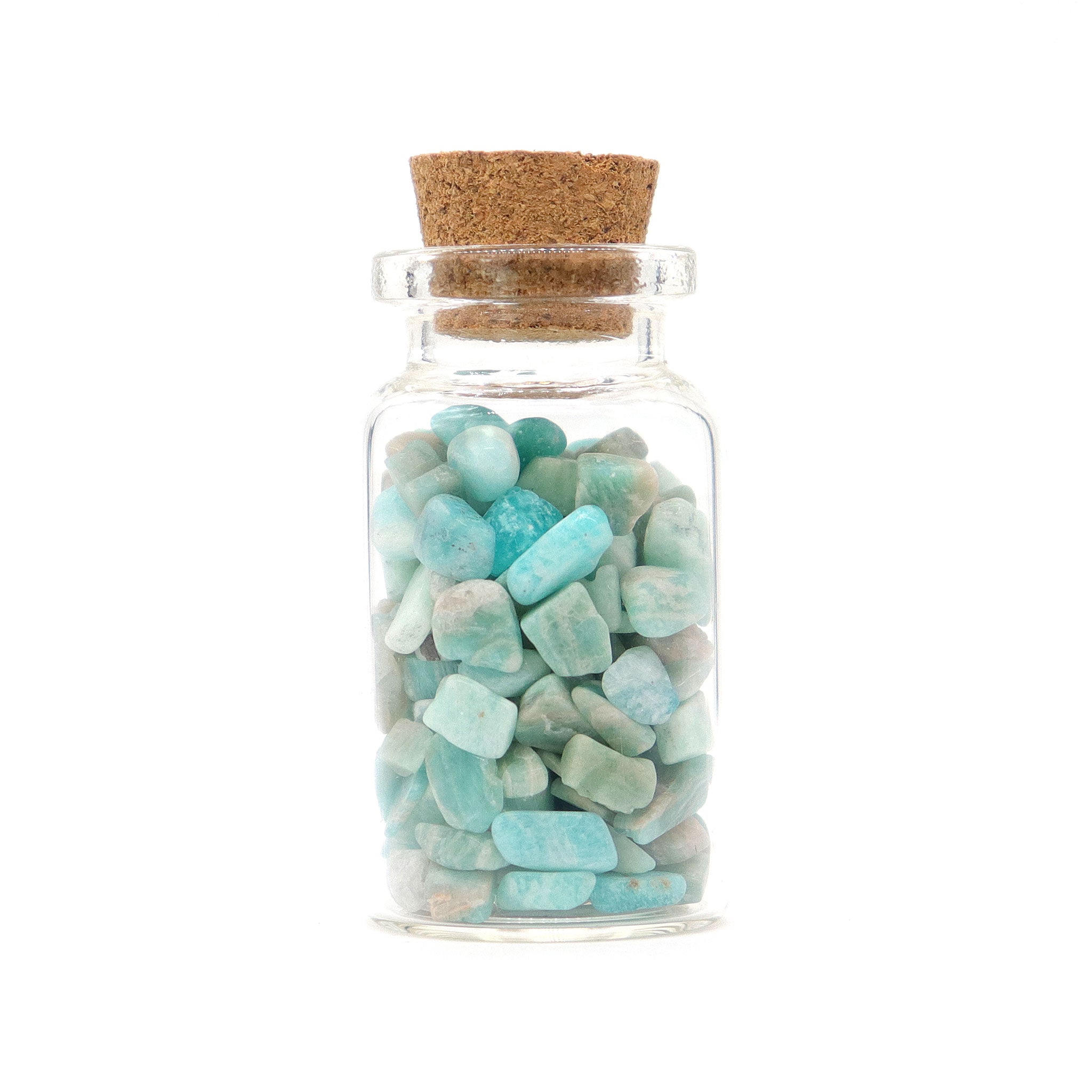Amazonite Gemstones in Bottle