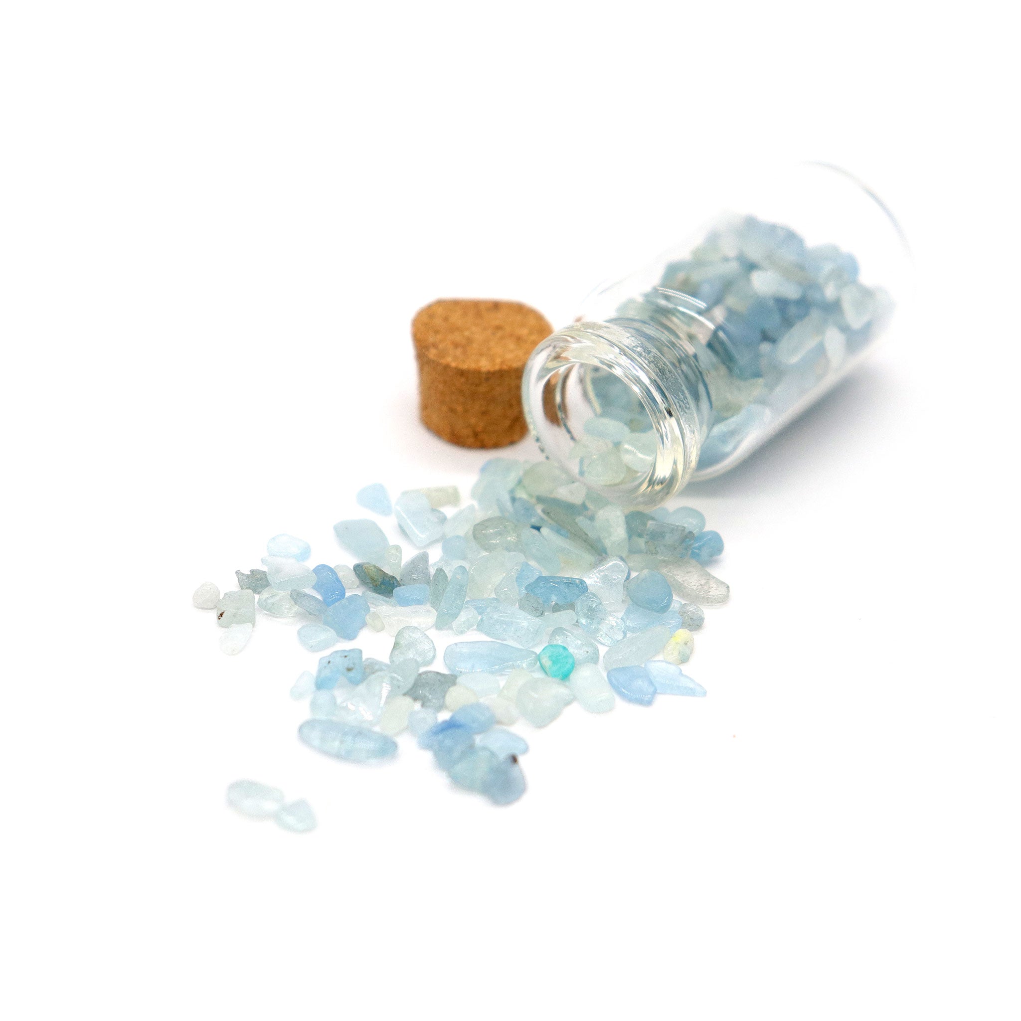 Aquamarine Gemstones in Bottle - 13 Moons