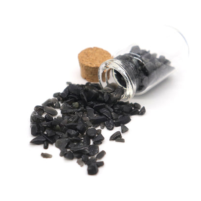 Black Obsidian Gemstones in Bottle - 13 Moons