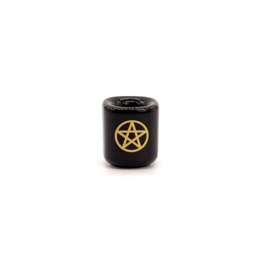 Black with Gold Pentacle Chime Candle Holder - 13 Moons