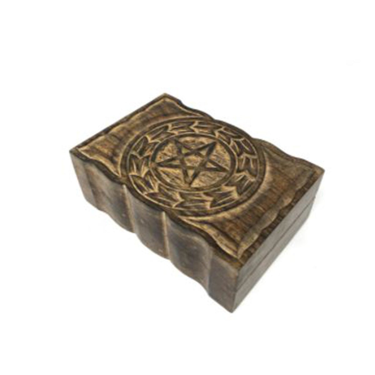 Carved Wood Pentacle Box - 13 Moons