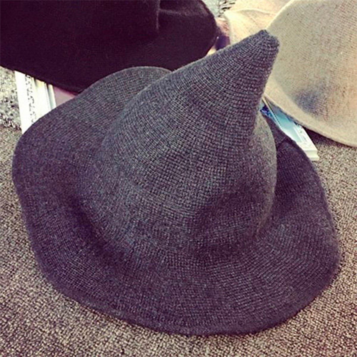 Dark Grey Wool Witches Hat - 13 Moons