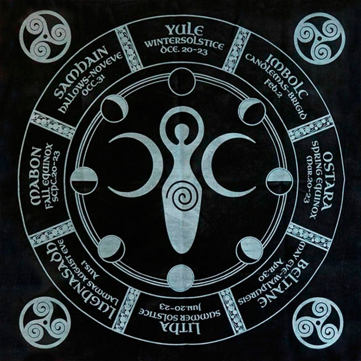 Goddess Wheel of the Year Altar Cloth - 13 Moons