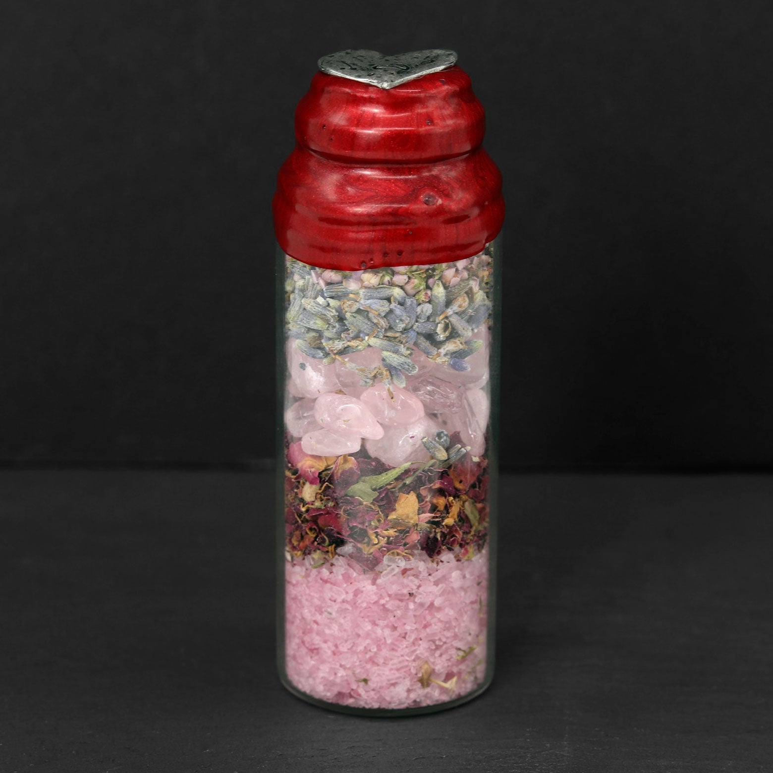 Love Spell Bottle Layered with Herbs and Gemstones - 13 Moons