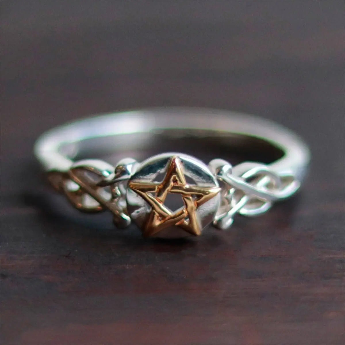 Pentacle Ring in Gold and Silver - 13 Moons