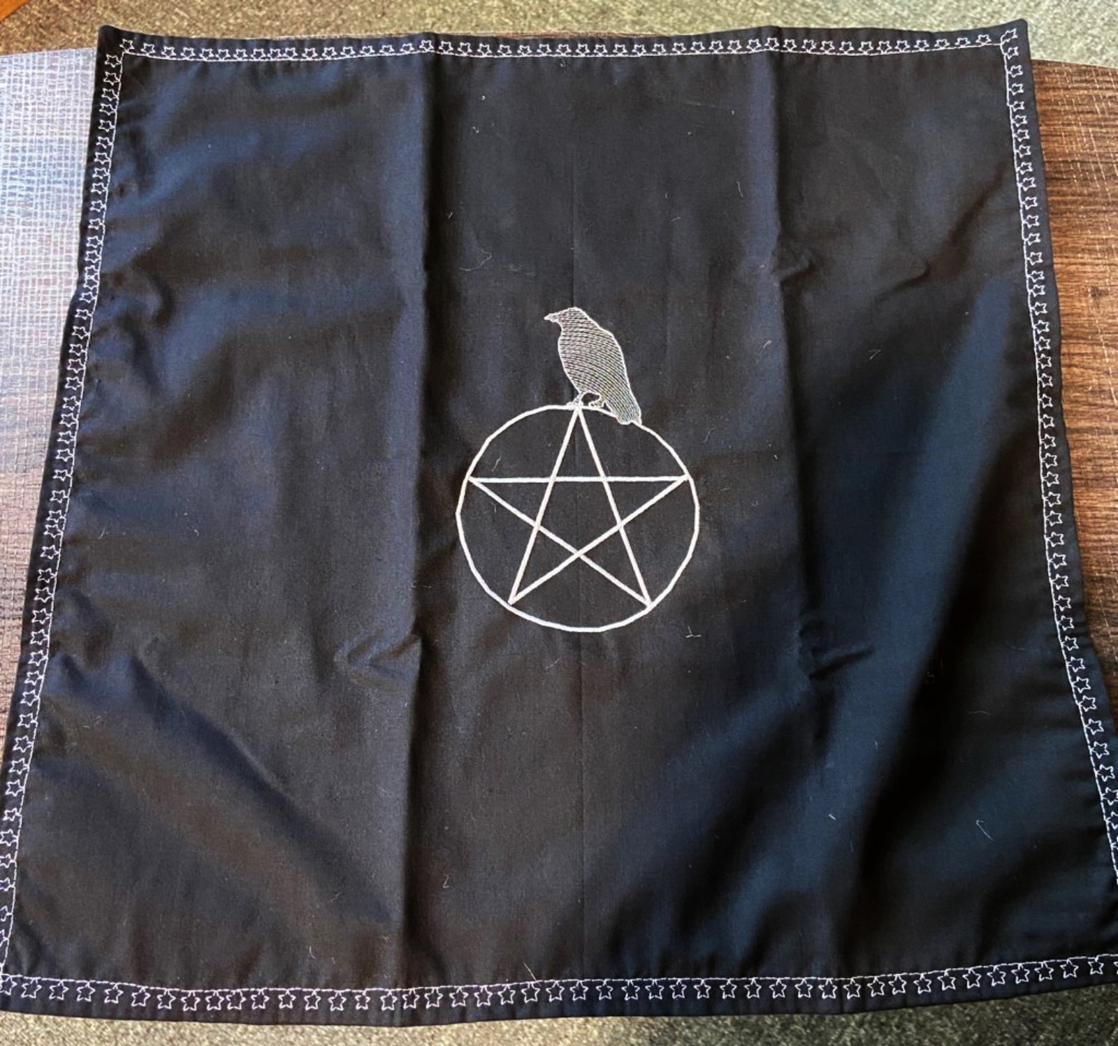 Raven on Pentacle Ritual Altar Cloth - 13 Moons