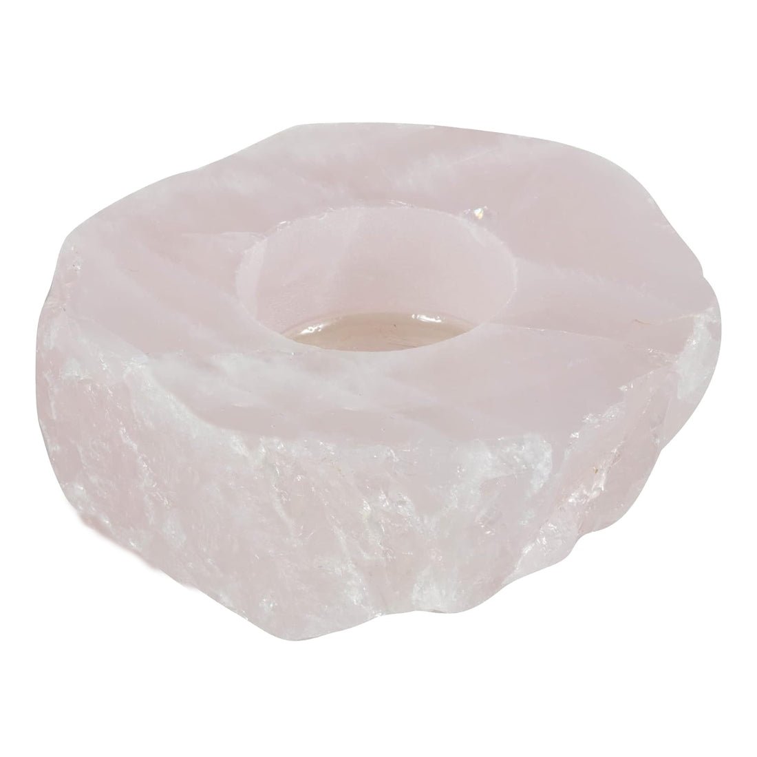 Rose Quartz Candle Holder with Polished Top - 13 Moons