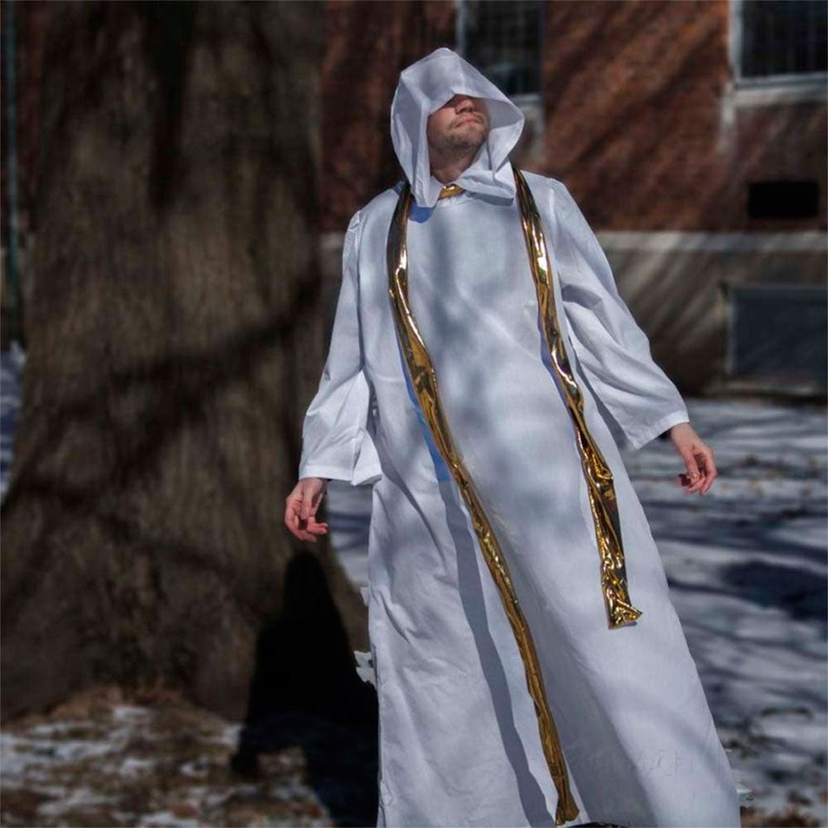 White Cotton Robe with Hood - 13 Moons