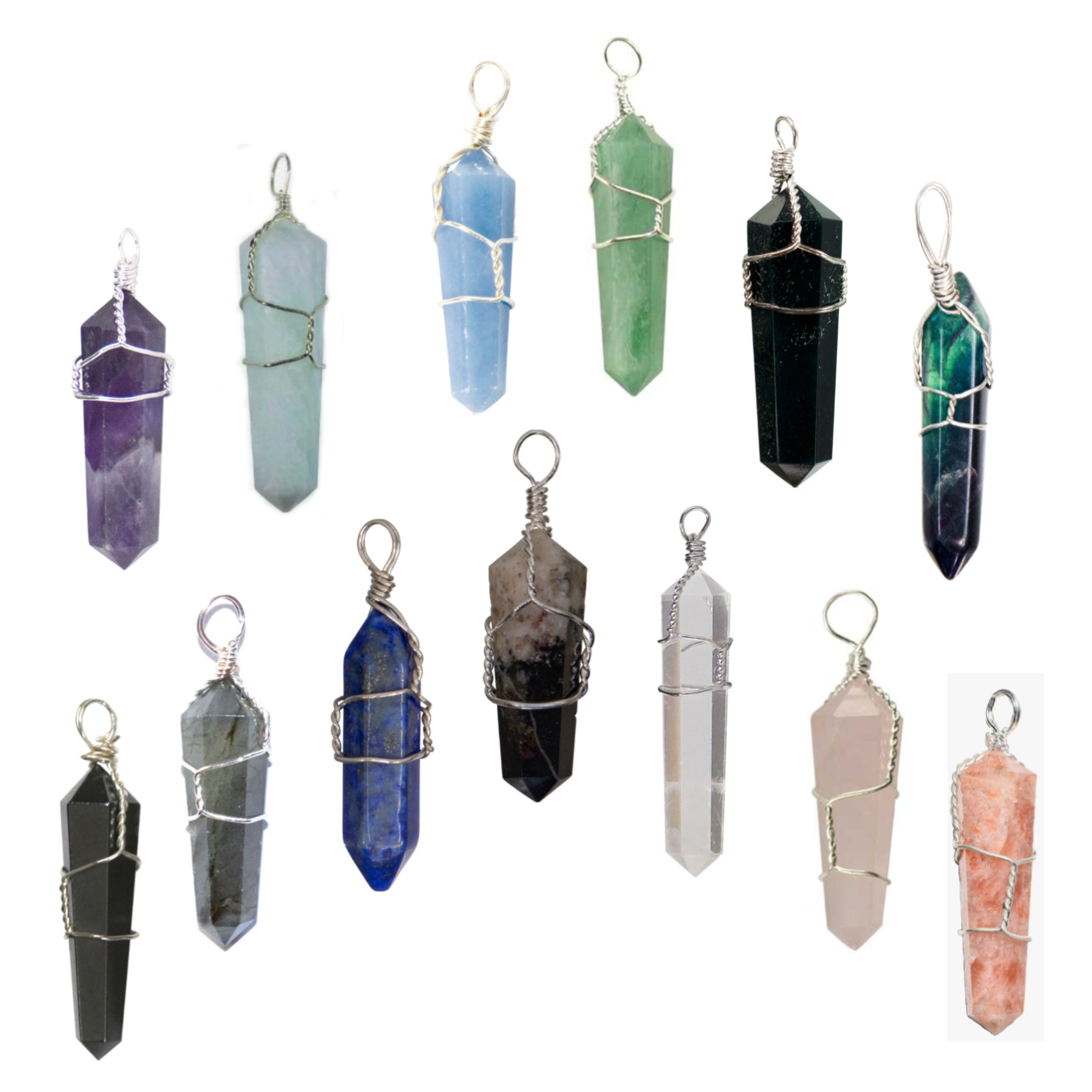 Wire Wrapped Gemstone Point Pendants Metaphysical Jewelry
