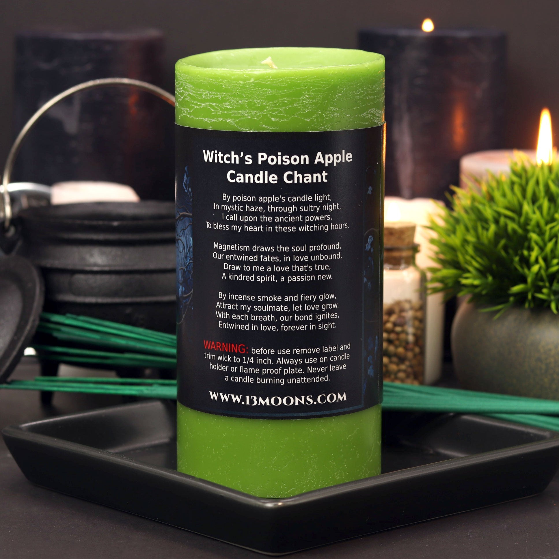 Witch's Poison Apple Ritual Candle Large Pillar - 13 Moons