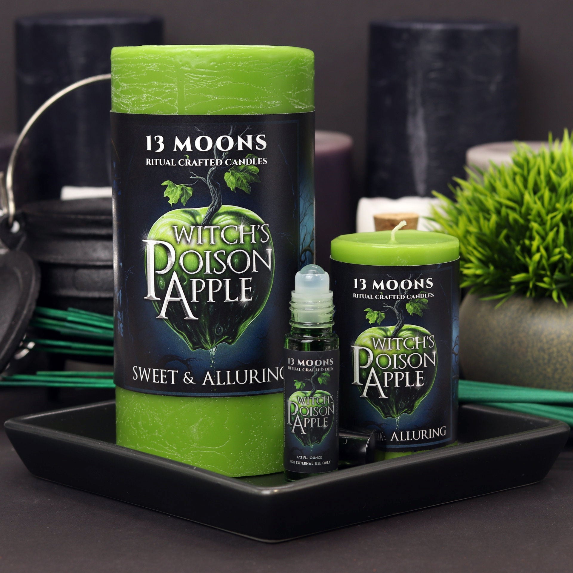 Witch's Poison Apple Ritual Candle Large Pillar - 13 Moons