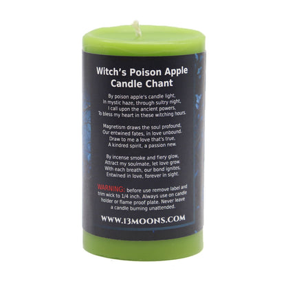 Witch's Poison Apple Ritual Candle Small Pillar - 13 Moons