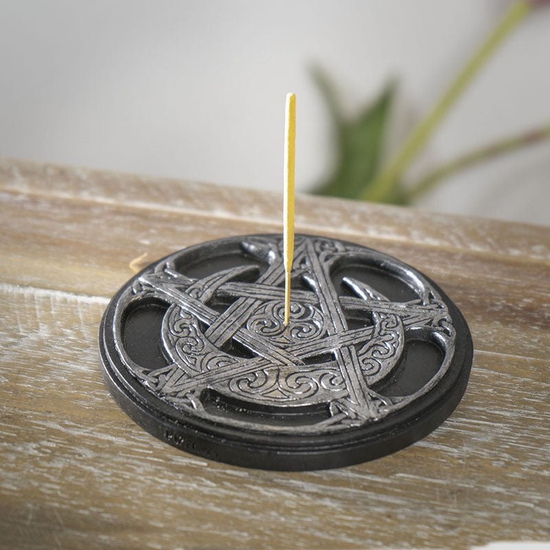 Pentacle Moon & Triskele Incense Holder