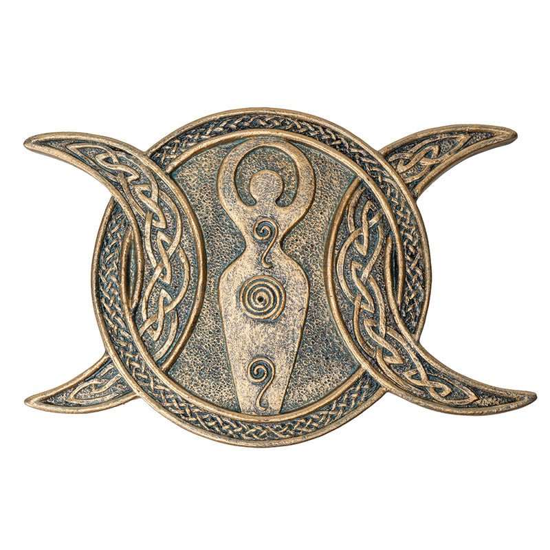 Golden Goddess Celtic Triple Moon Incense Holder