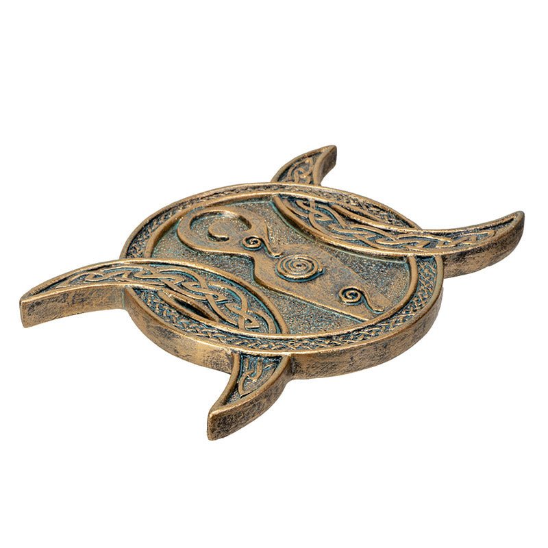 Golden Goddess Celtic Triple Moon Incense Holder