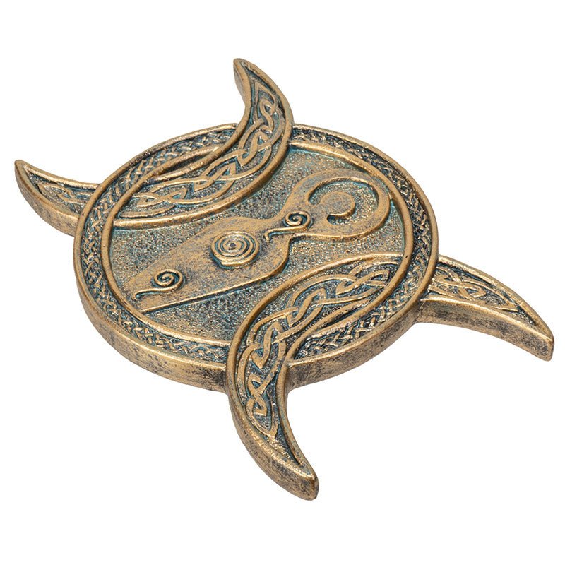 Golden Goddess Celtic Triple Moon Incense Holder