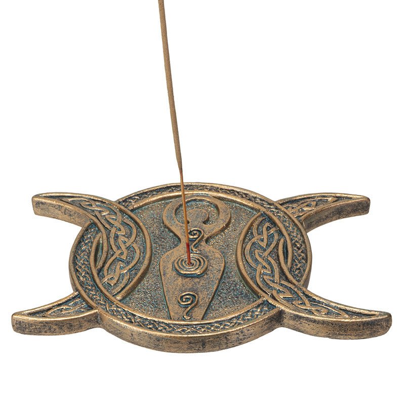 Golden Goddess Celtic Triple Moon Incense Holder