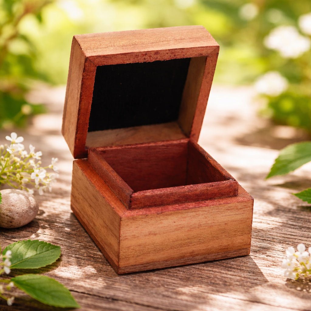 Triple Moon Pentacle Brass Inlay Wooden Mini Box
