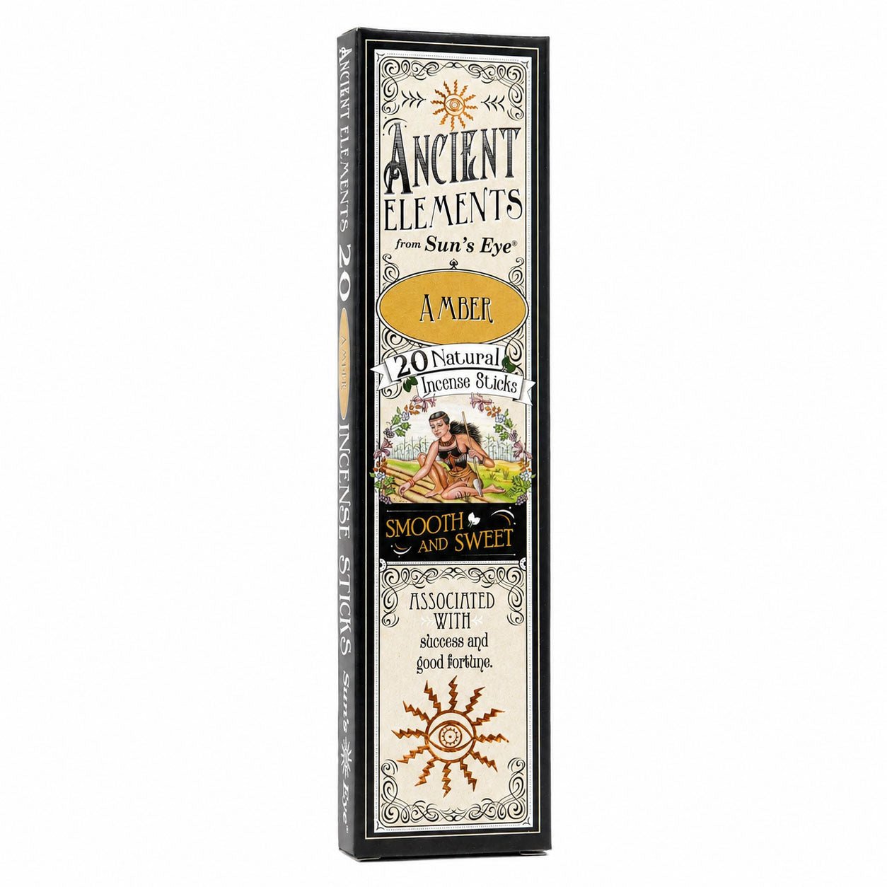 Box of Ancient Elements Amber incense sticks on a white background