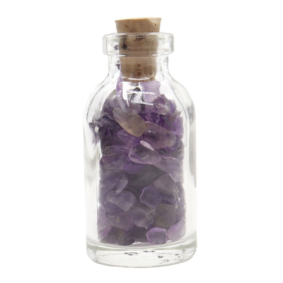 Amethyst Crystal Chips in Glass Bottle