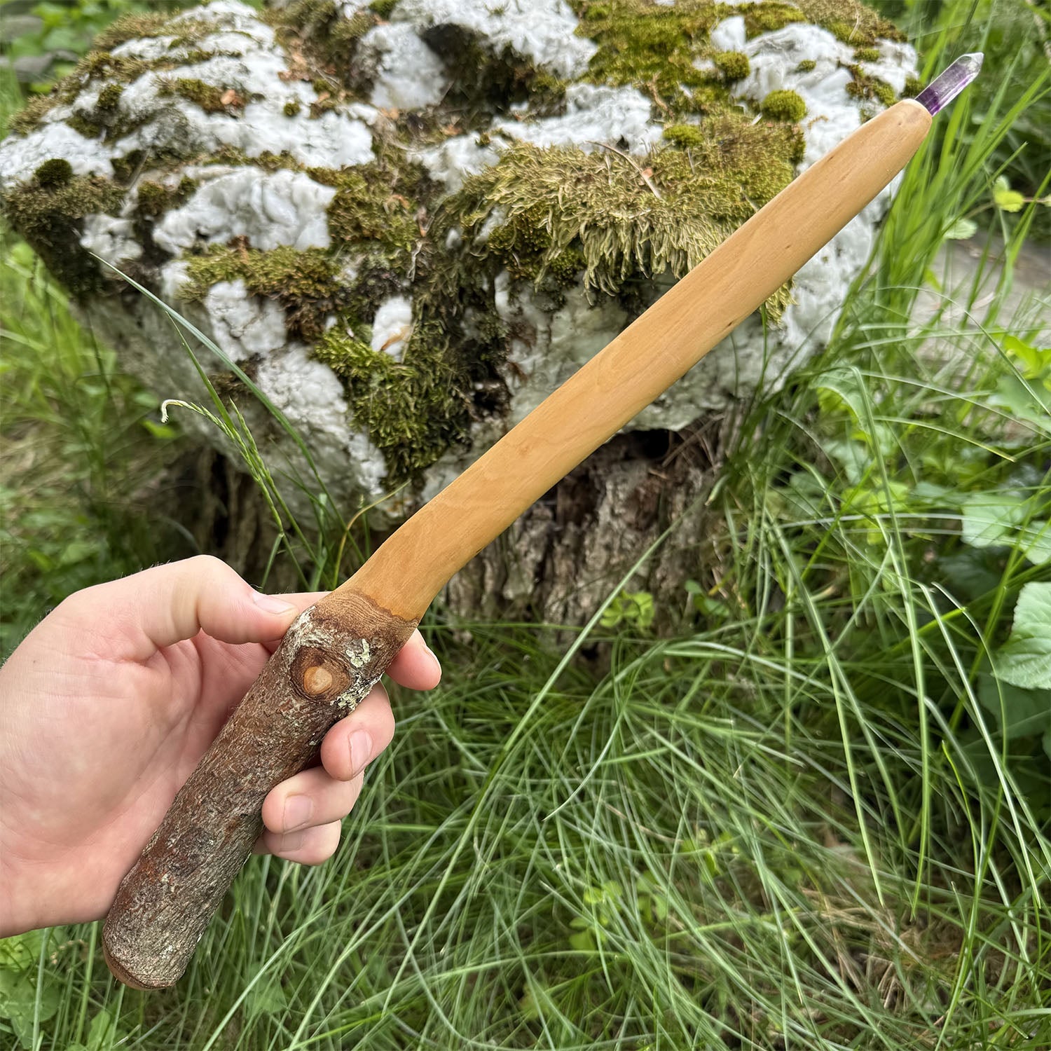 Apple Wand 13 Inch with Fluorite Crystal Point