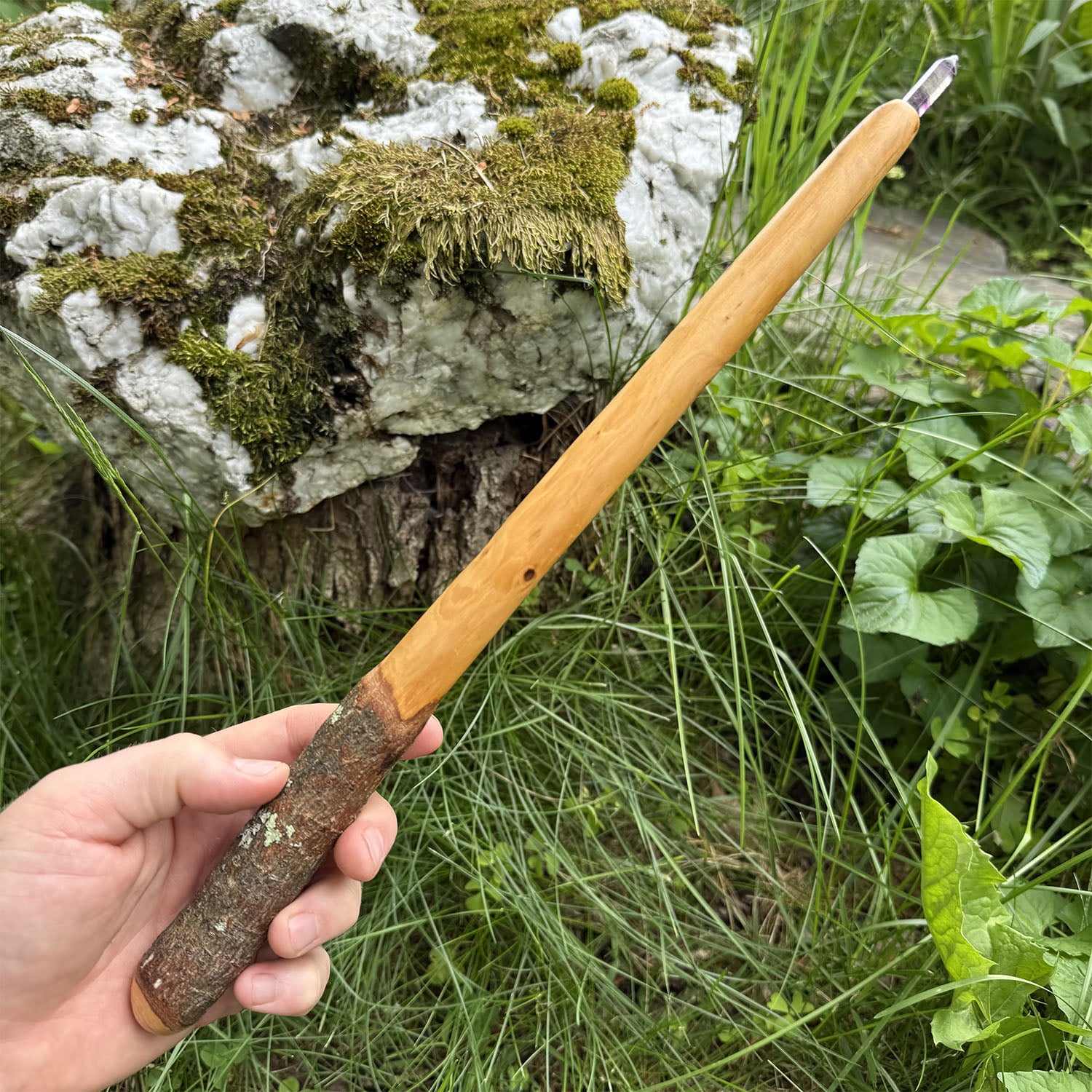 Apple Wand 14 Inch with Fluorite Crystal Point
