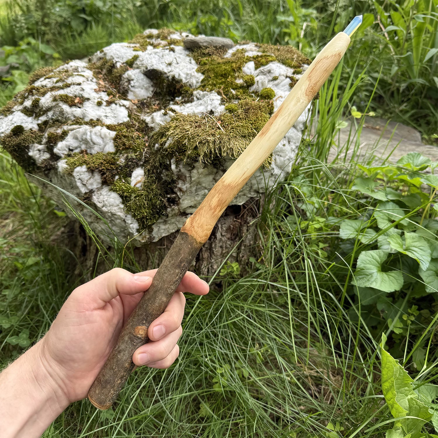 Ash Wand 15 Inch with Opalite Crystal Point