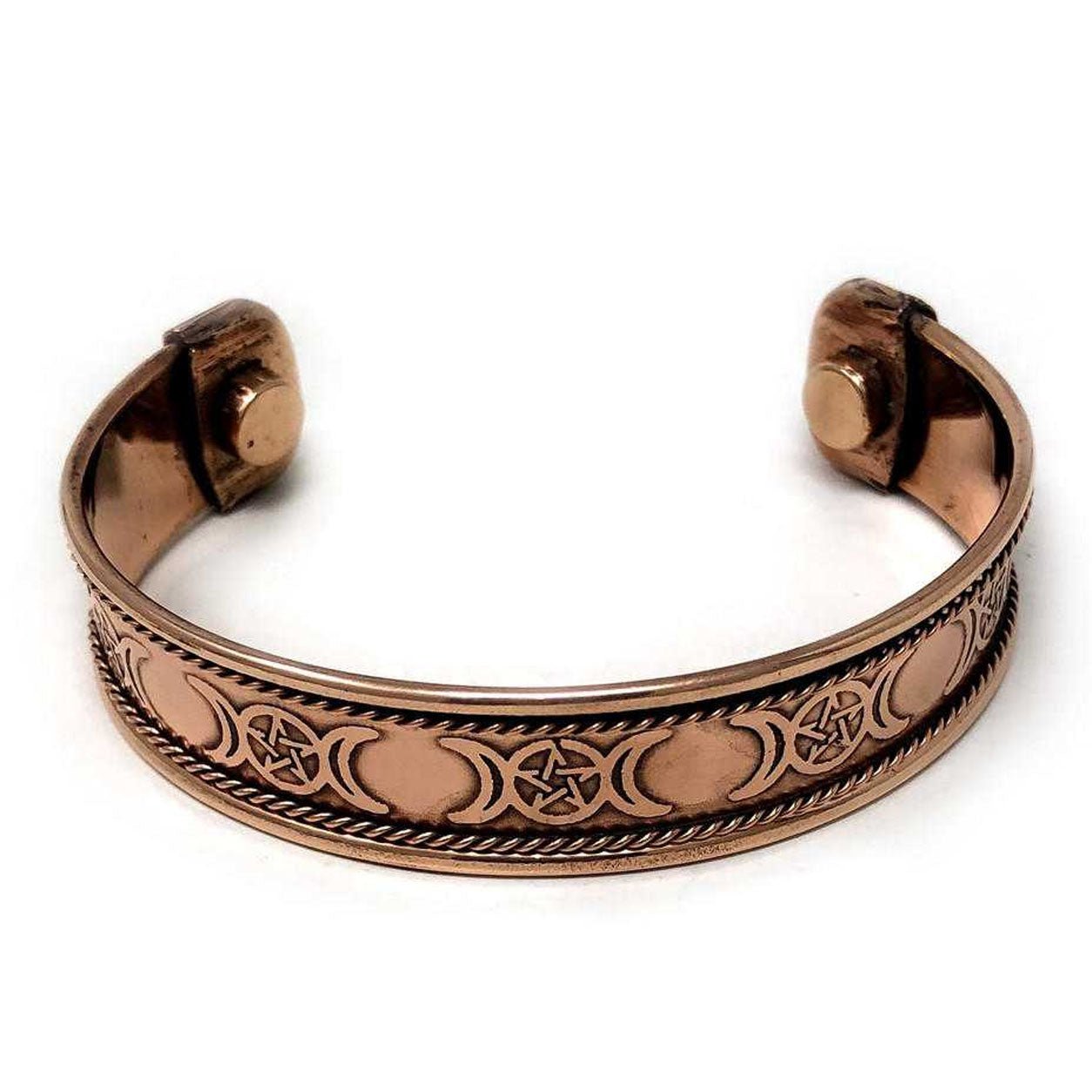Triple Moon Pentagram Copper Magnetic Cuff Bracelet