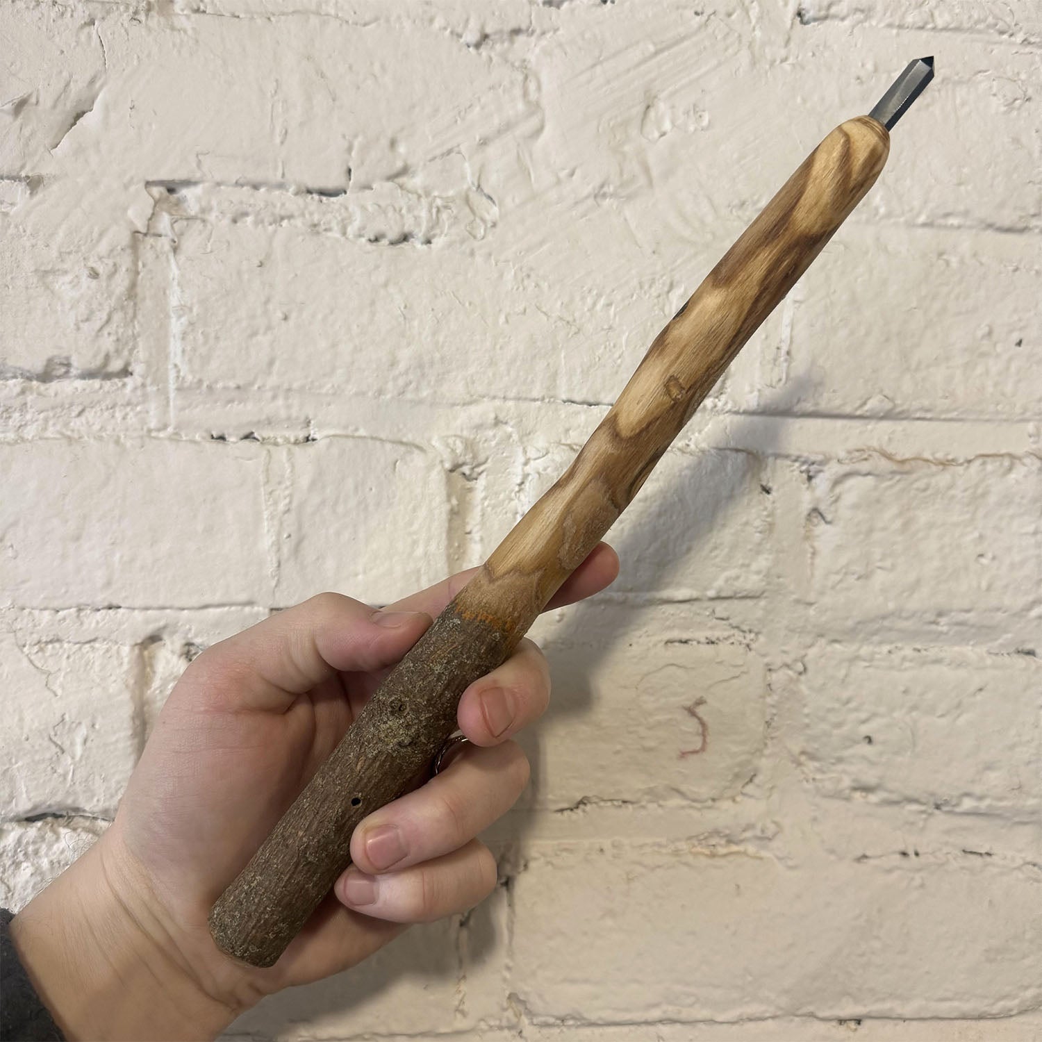 Chestnut Wand 11 Inches with Hematite Crystal Point