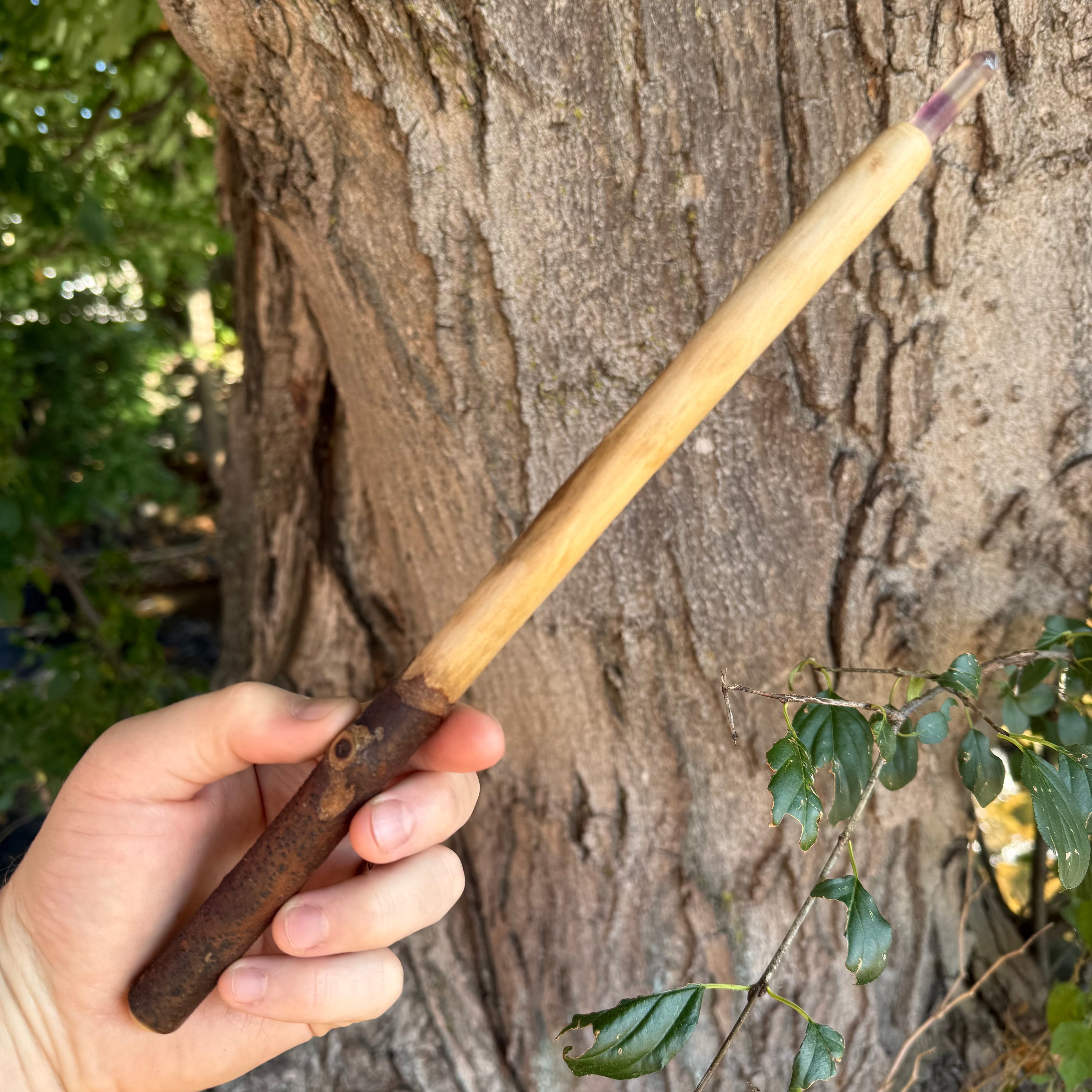Poplar Wand with Fluorite Crystal Point