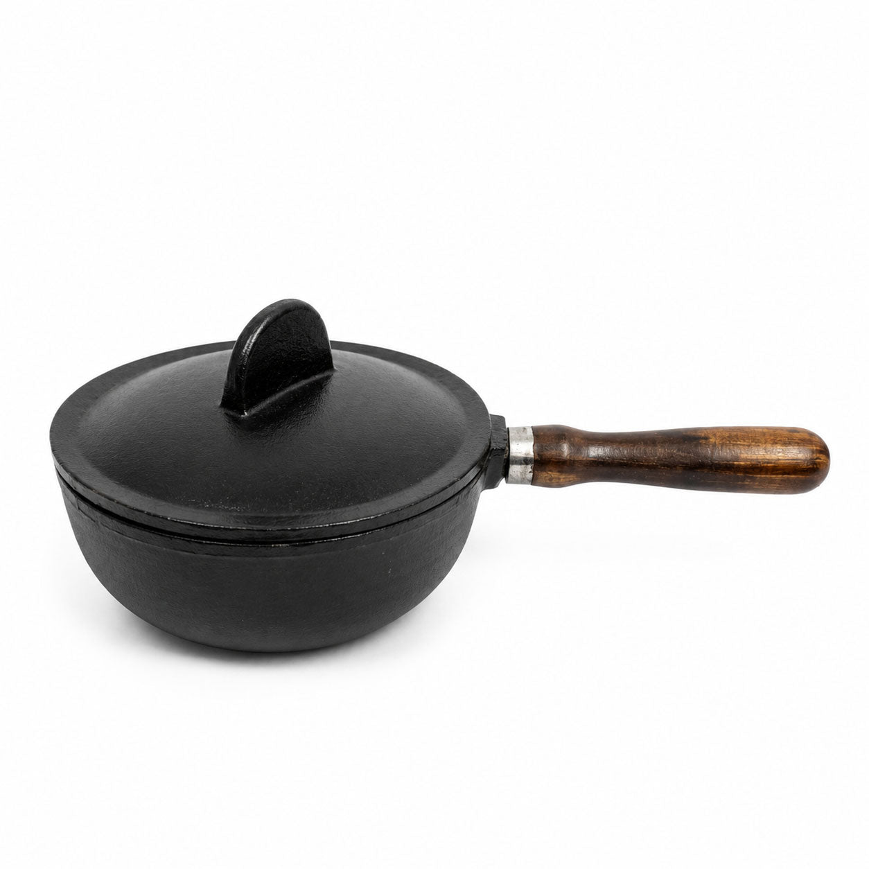 Cast Iron Cauldron with Lid & Wooden Handle for Witchcraft & Altar
