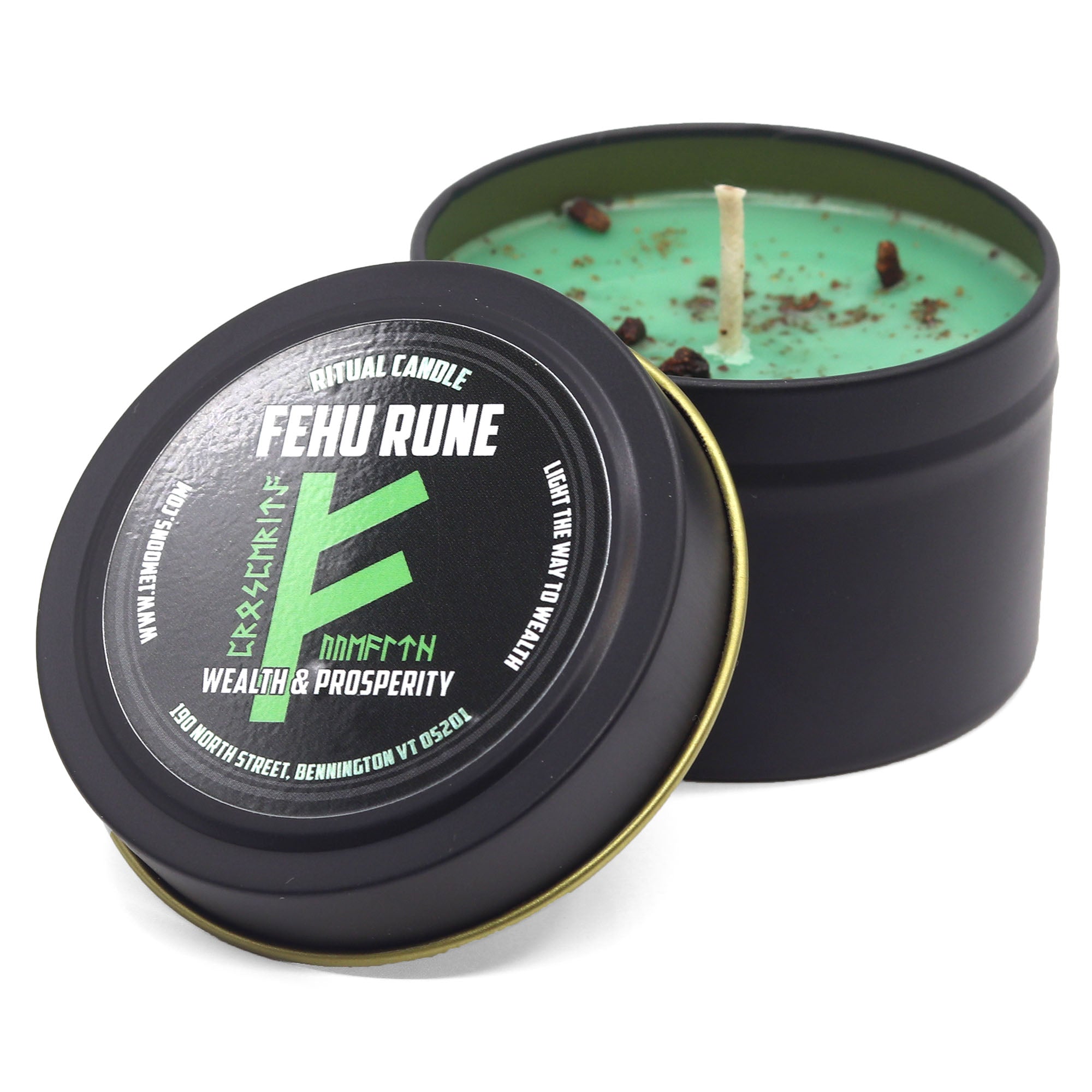 Fehu Rune Wealth & Prosperity Ritual Candle by 13 Moons