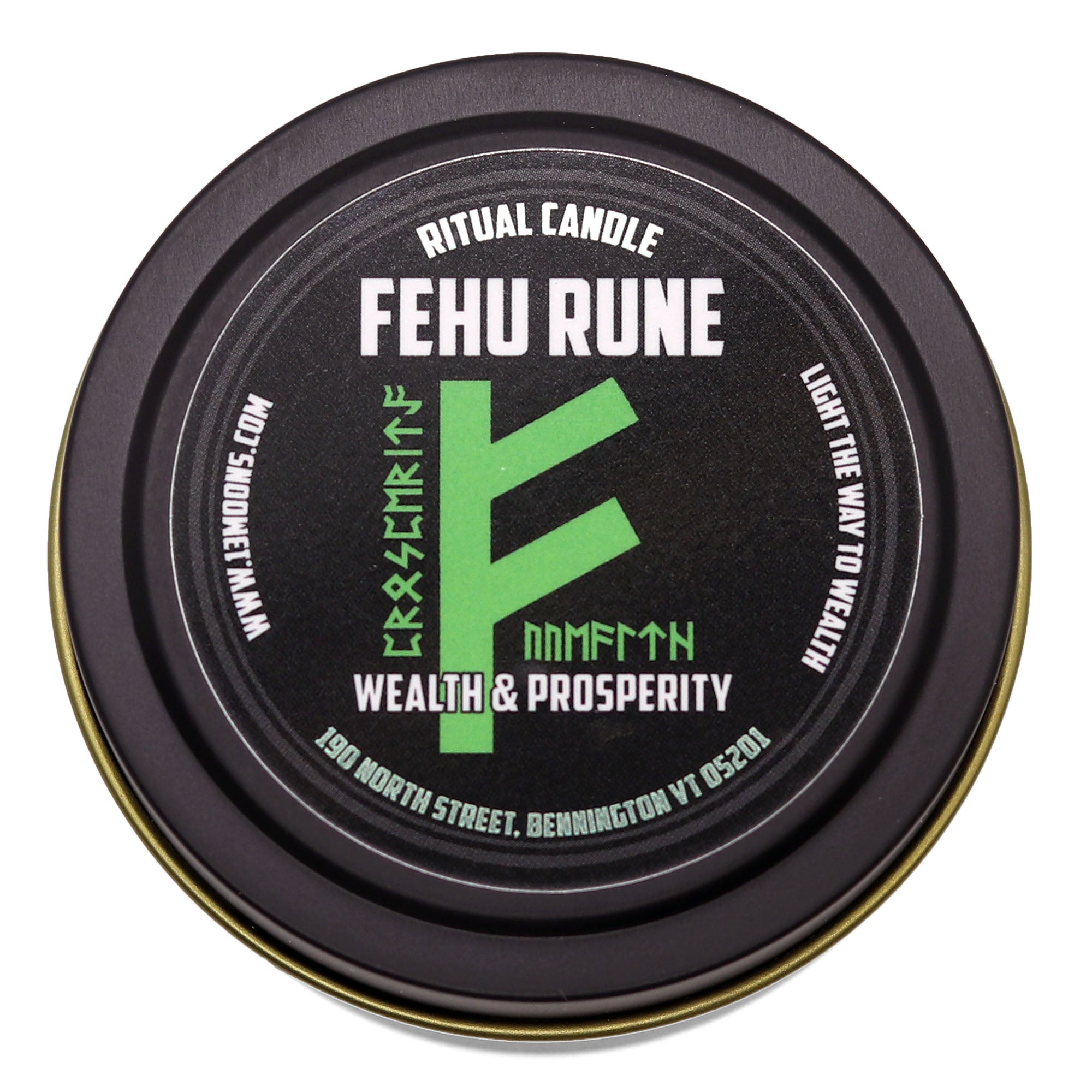 Fehu Rune Wealth & Prosperity Ritual Candle by 13 Moons