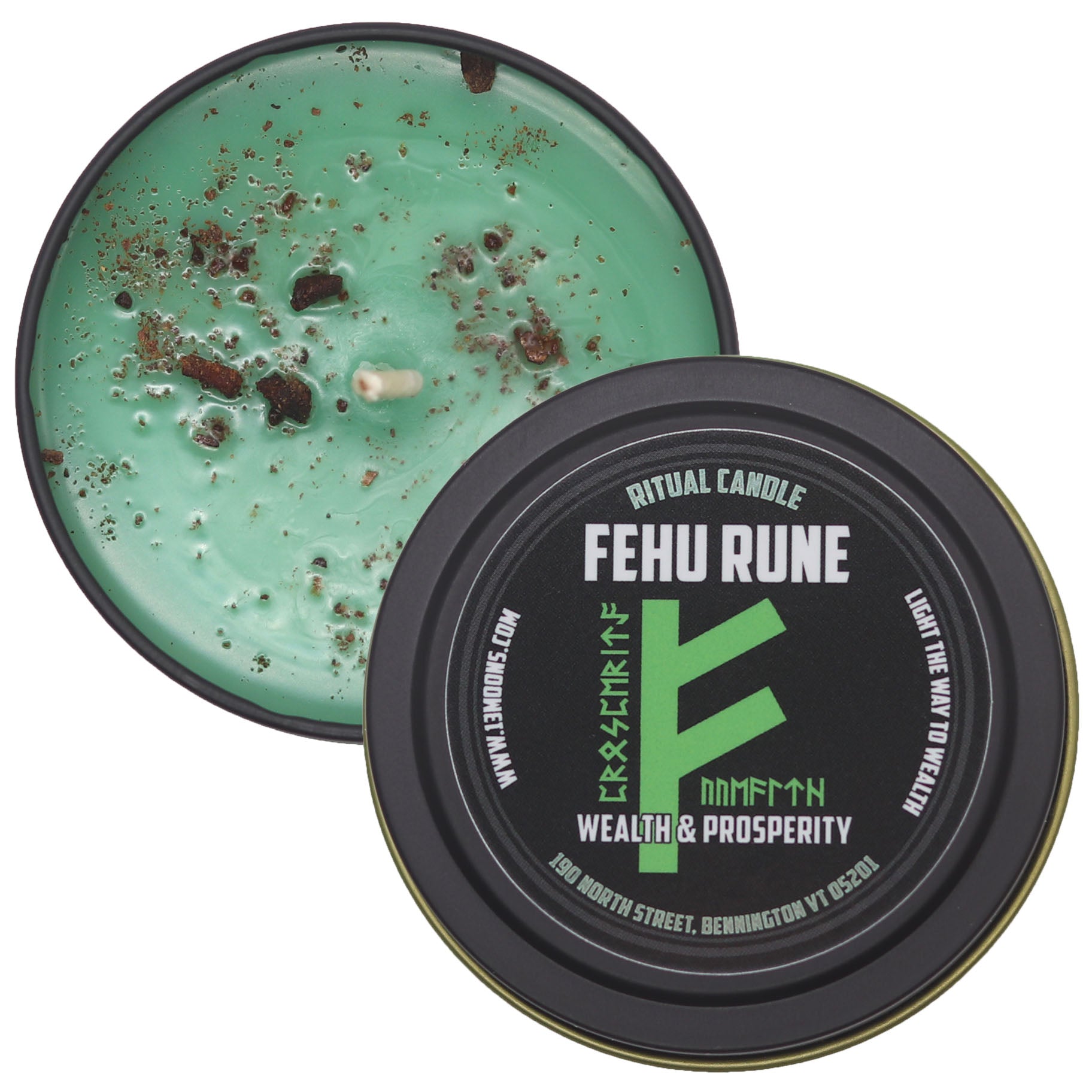 Fehu Rune Wealth & Prosperity Ritual Candle by 13 Moons