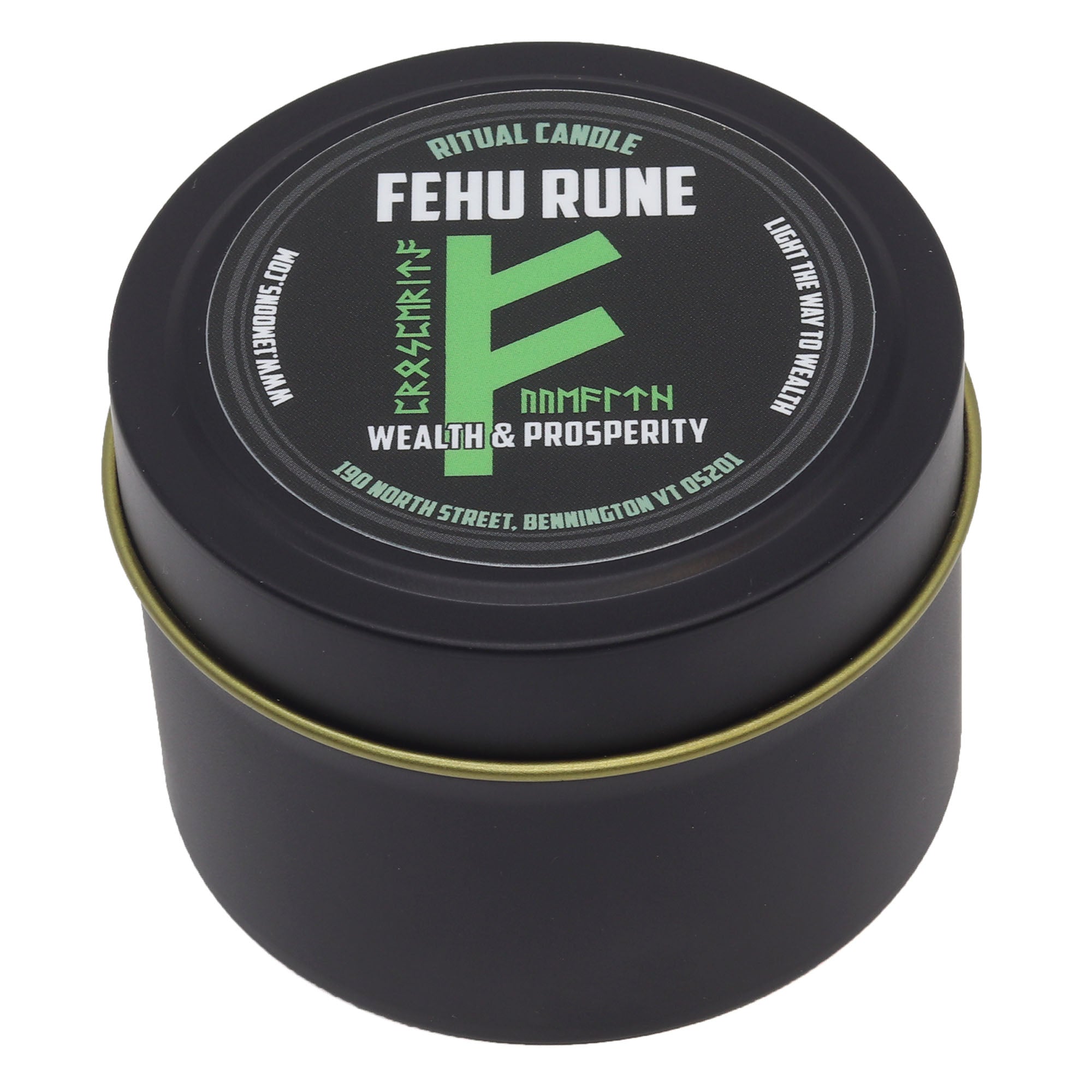 Fehu Rune Wealth & Prosperity Ritual Candle by 13 Moons
