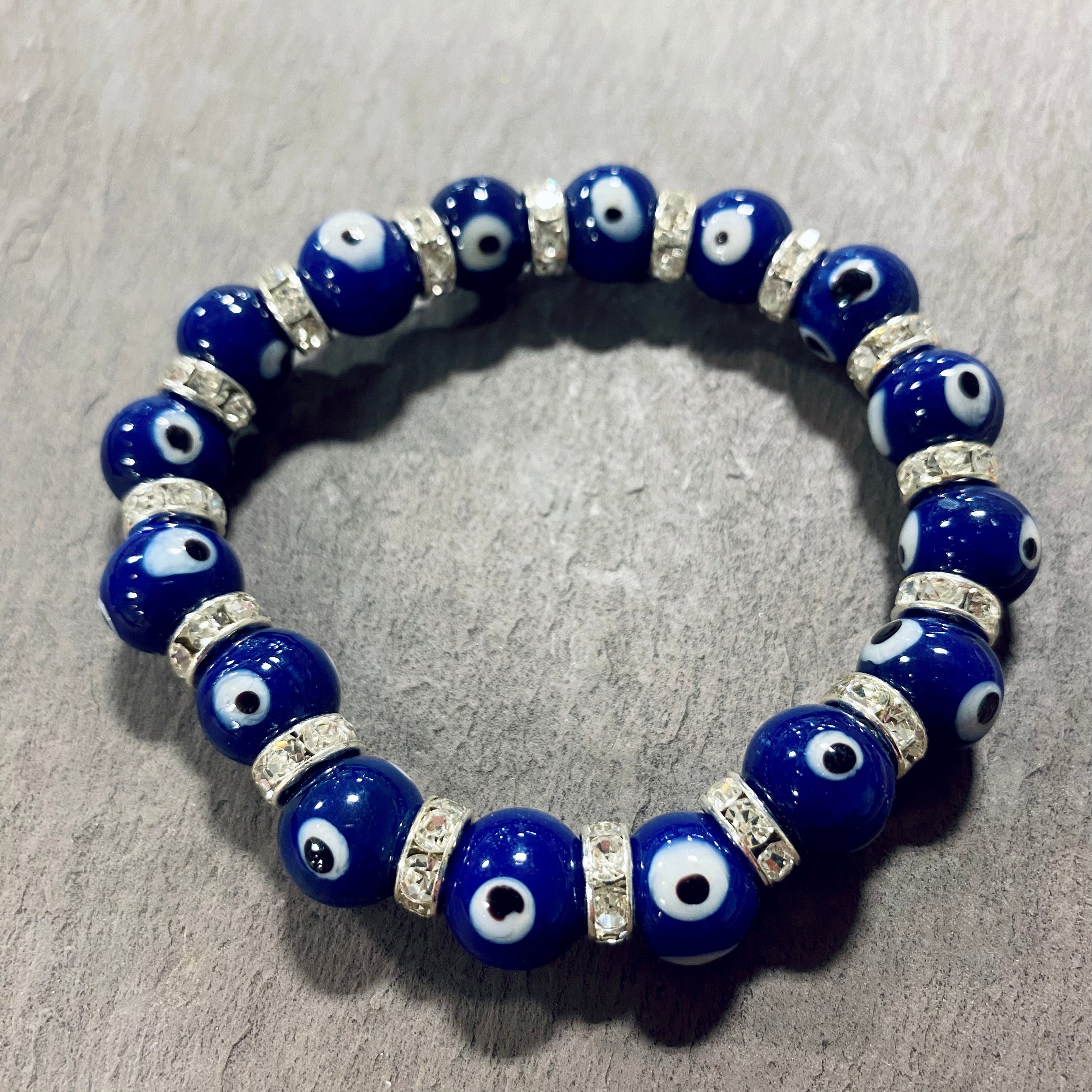 Evil Eye Glass Bracelet Blue