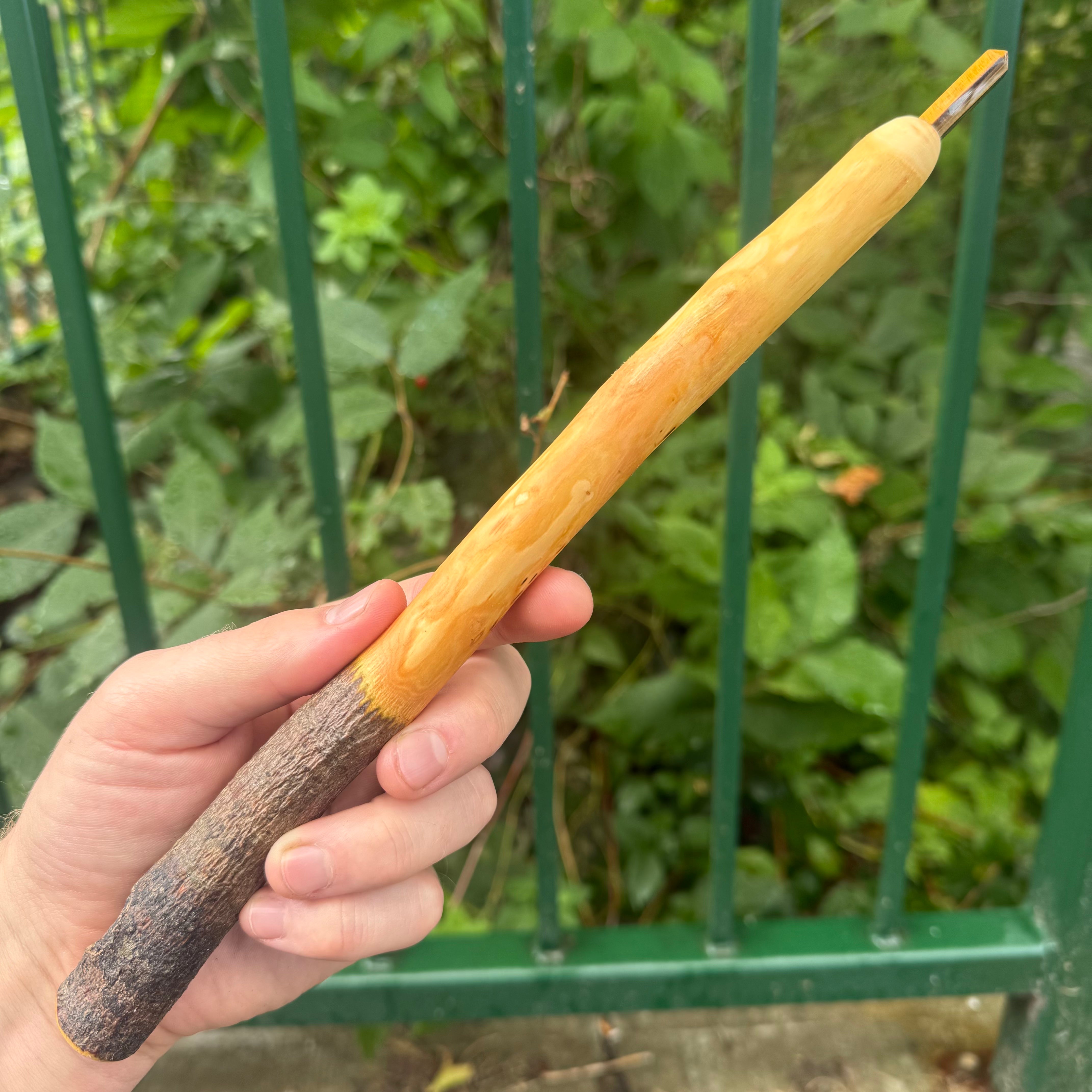 Apple Wood Wand with Tiger's Eye Crystal Point