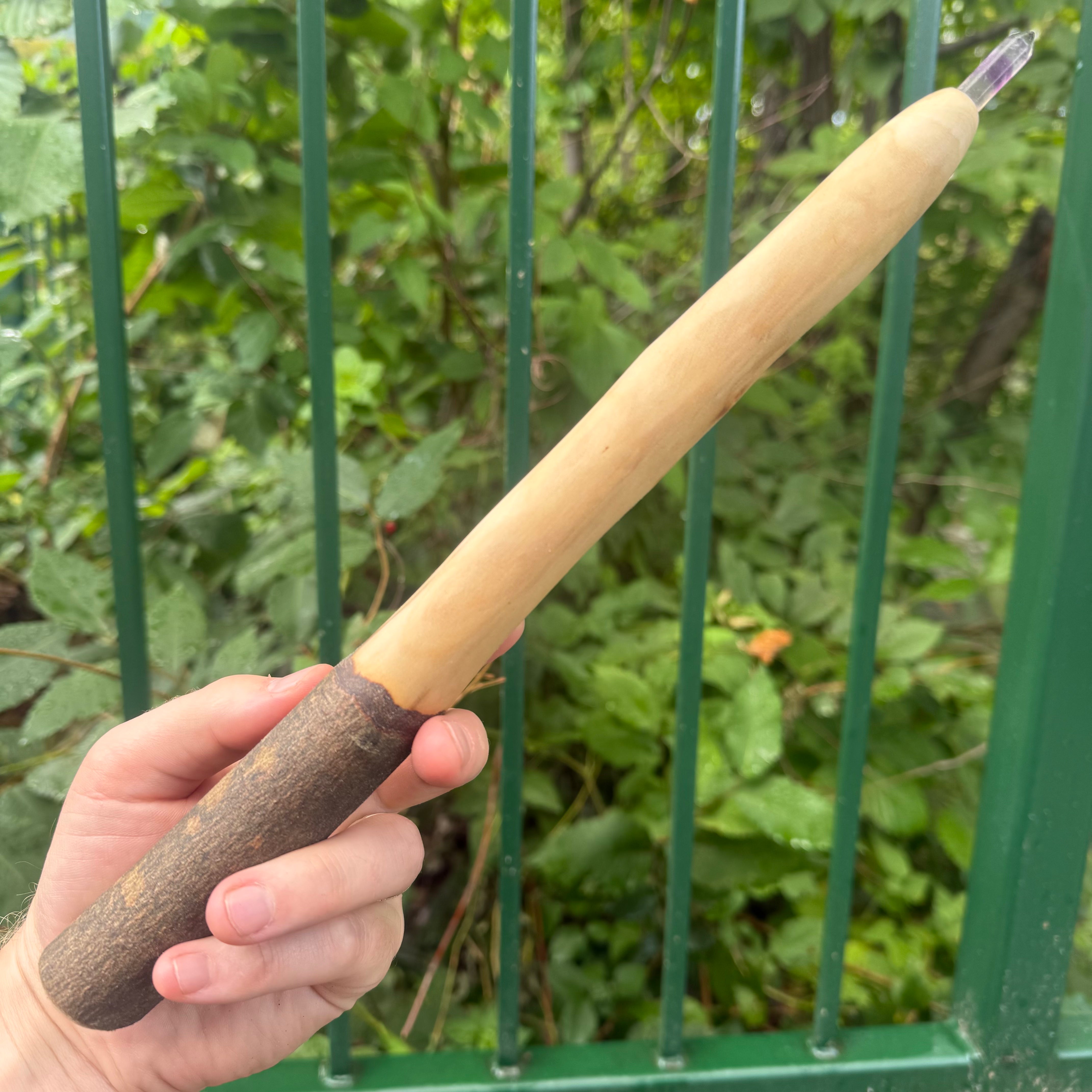Sugar Maple Wood Wand with Fluorite Crystal Point