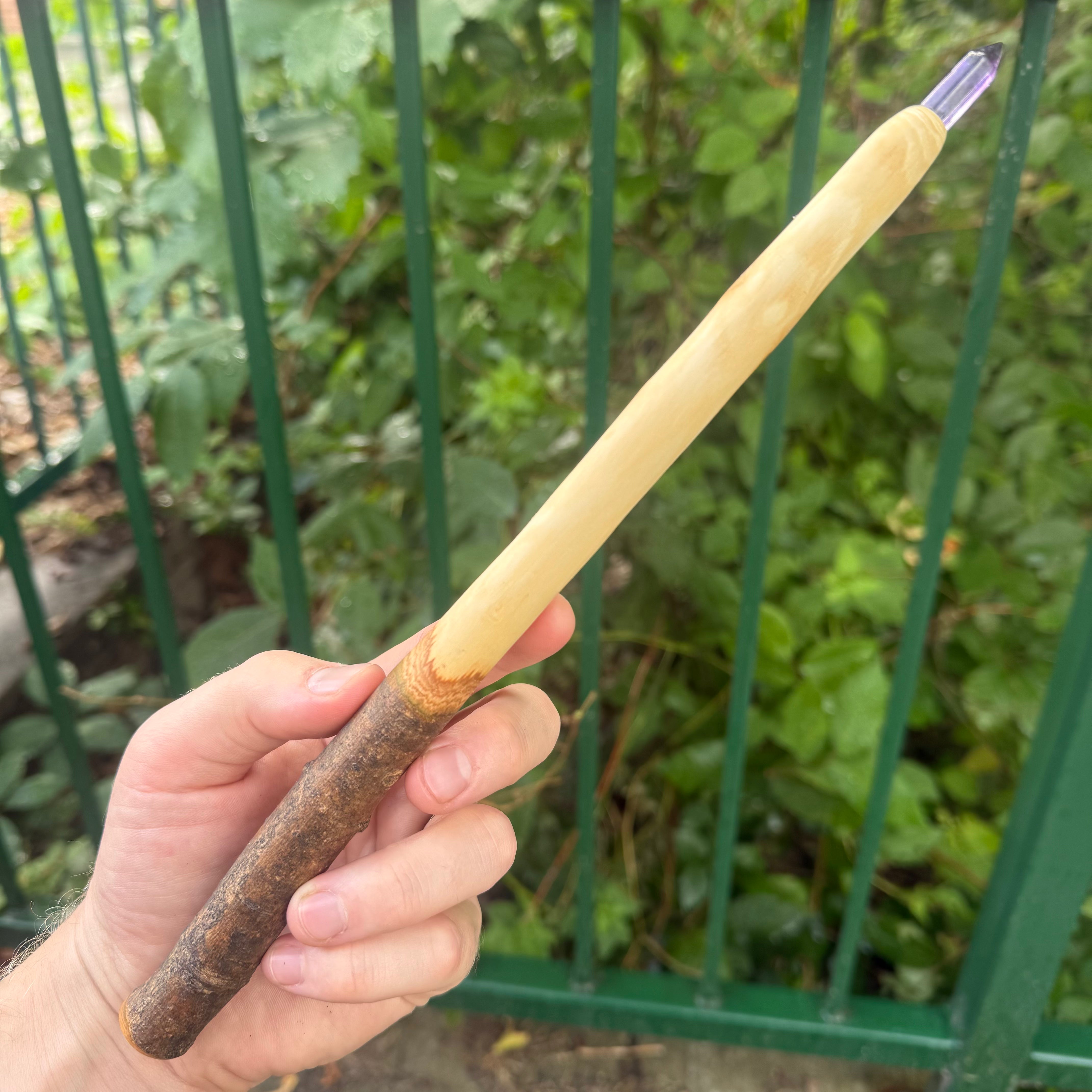 Ash Wand with Amethyst Crystal Point