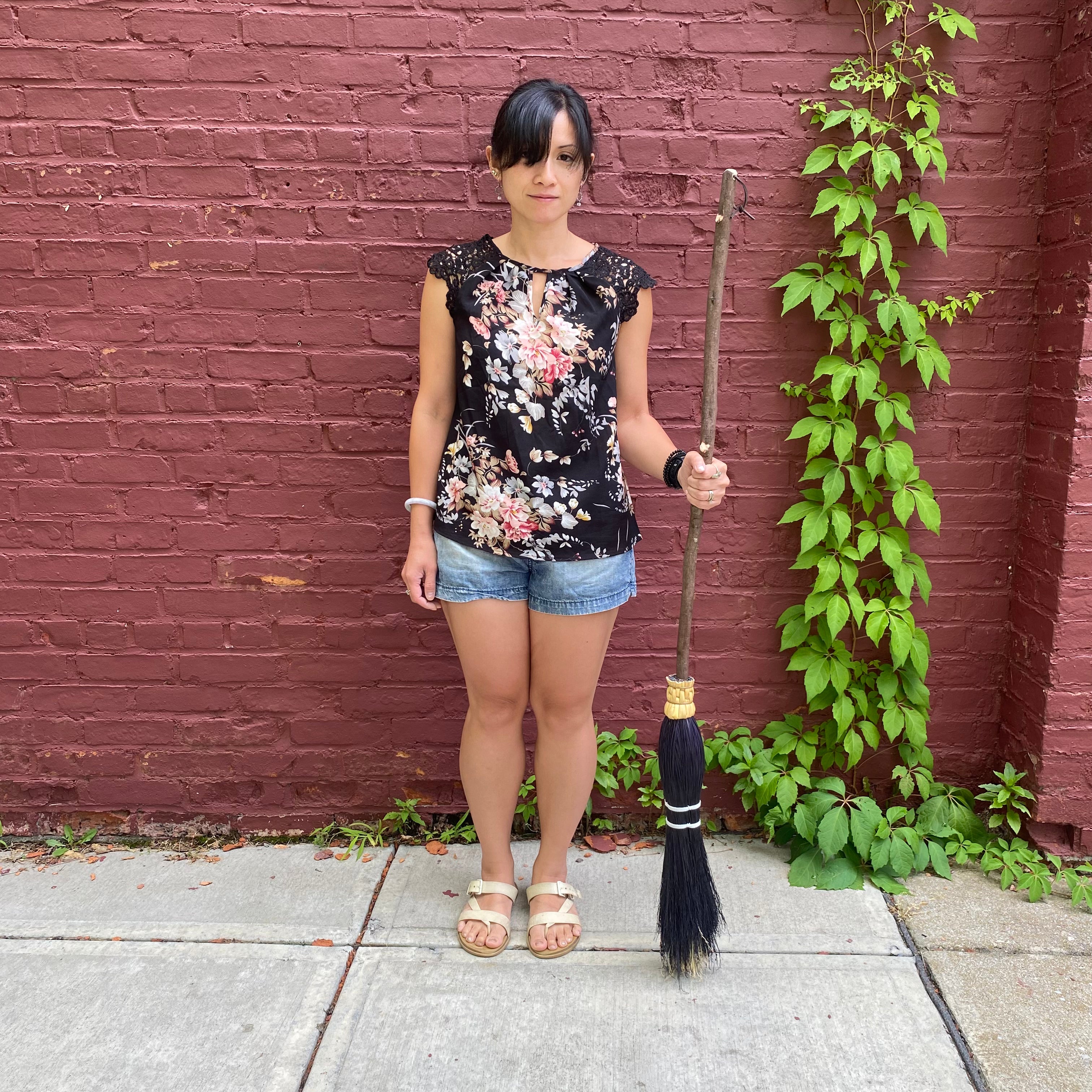 Adult Sized Black Besom, Black Broom Large Size