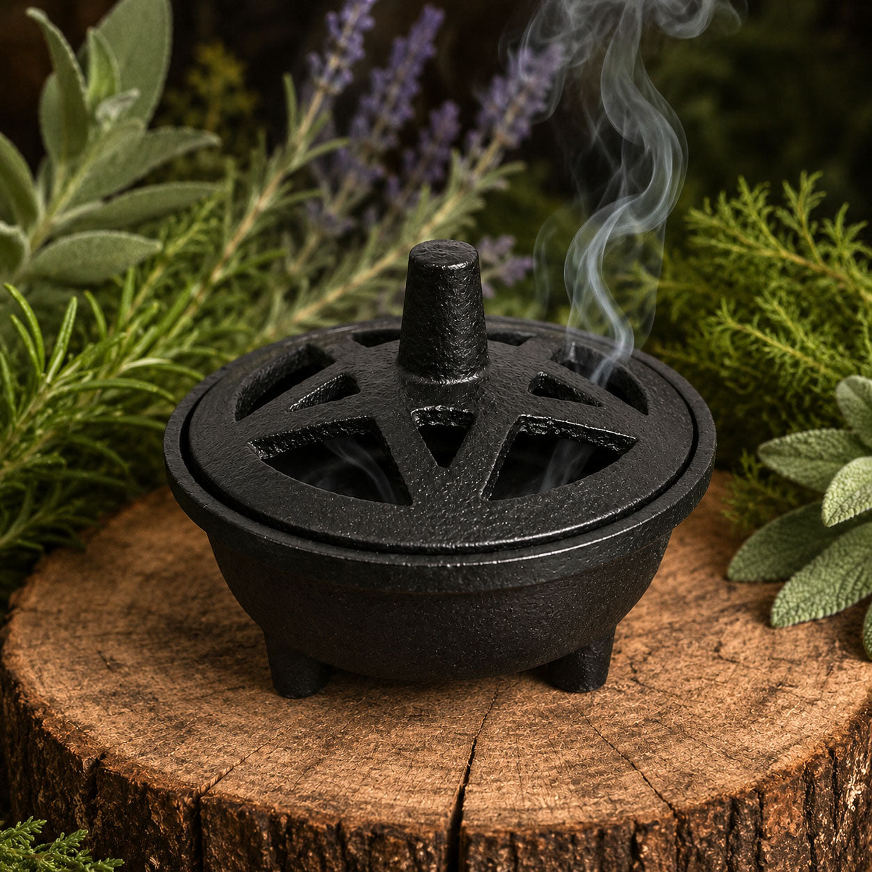 Pentagram Cast Iron Burner with Lid