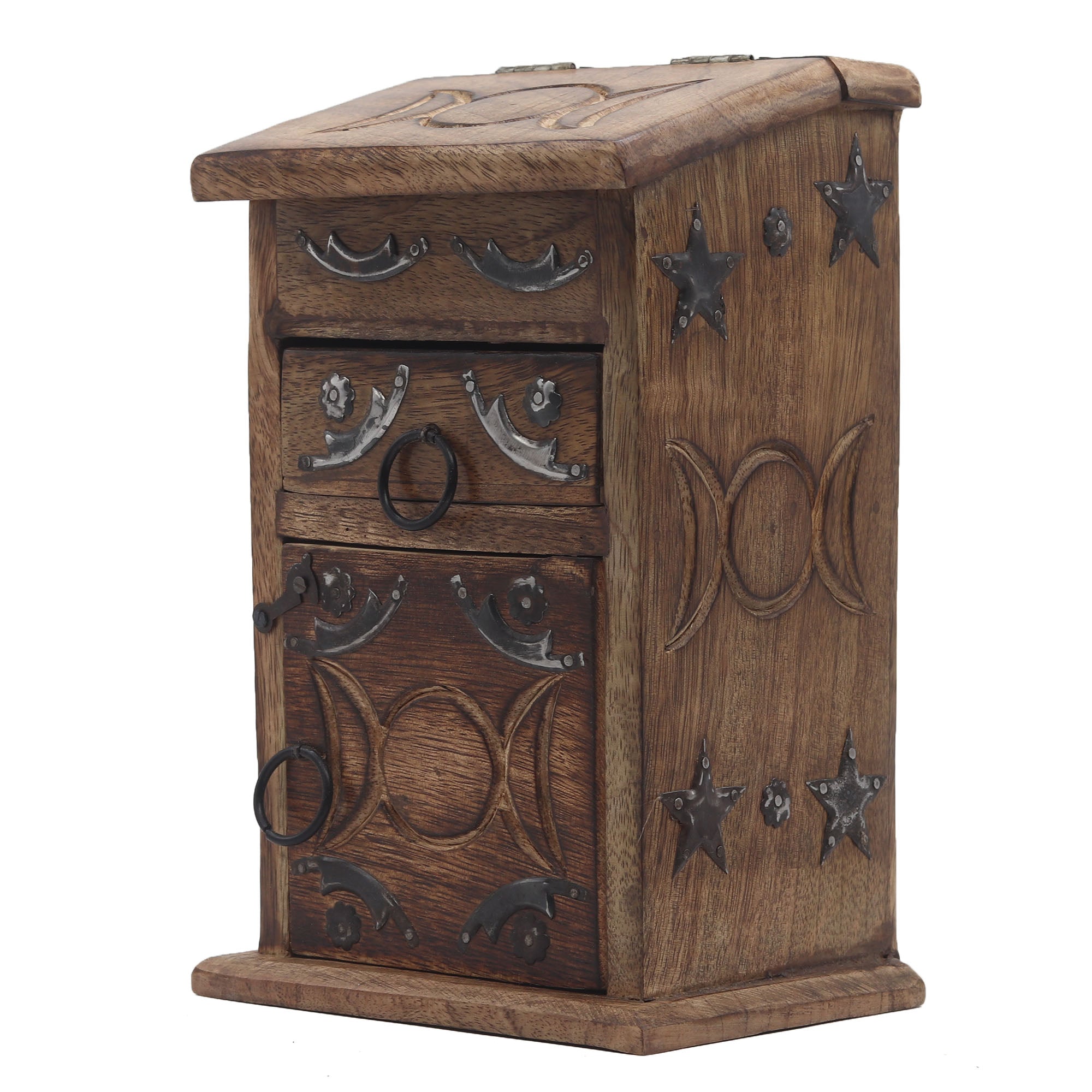 Triple Moon Wooden Chest