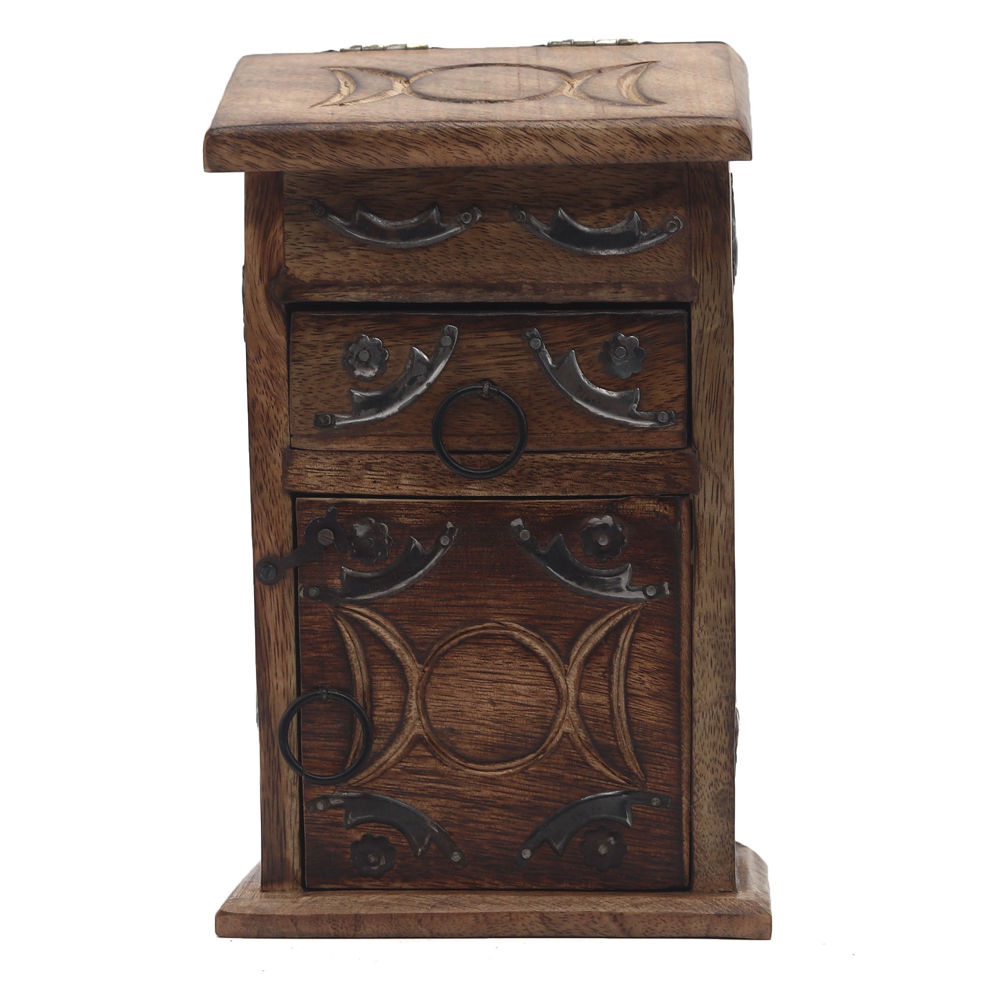 Triple Moon Wooden Chest