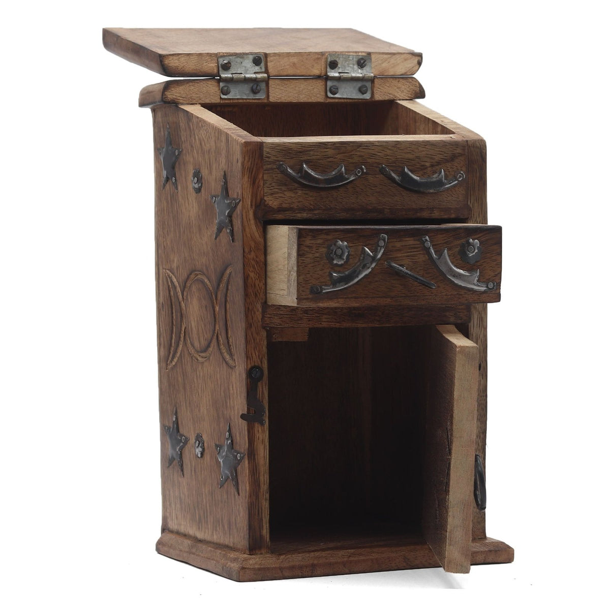 Triple Moon Wooden Chest