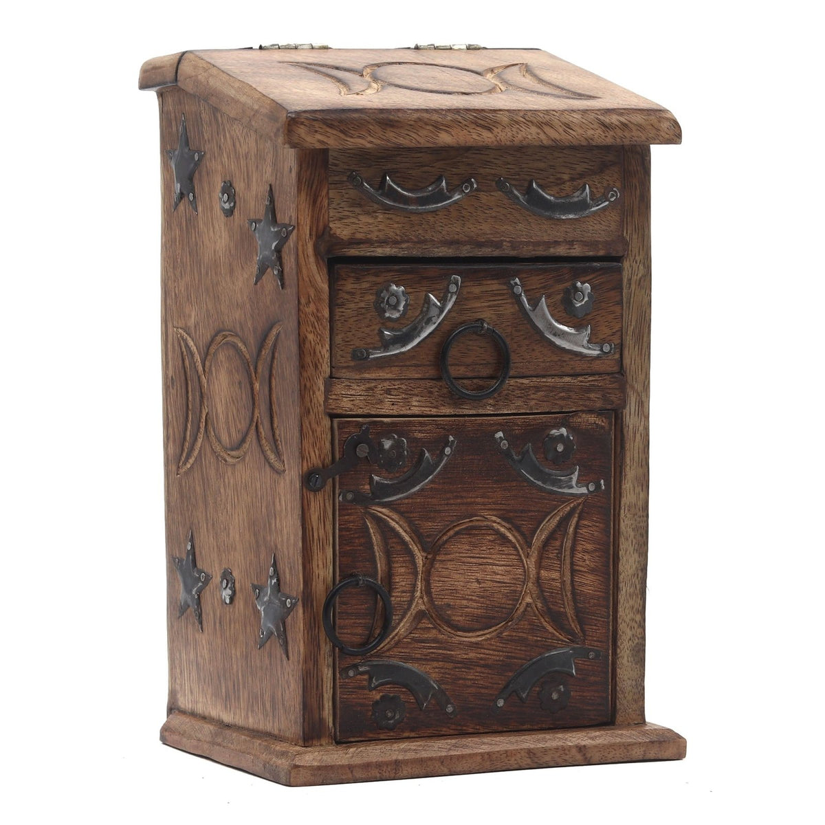 Triple Moon Wooden Chest