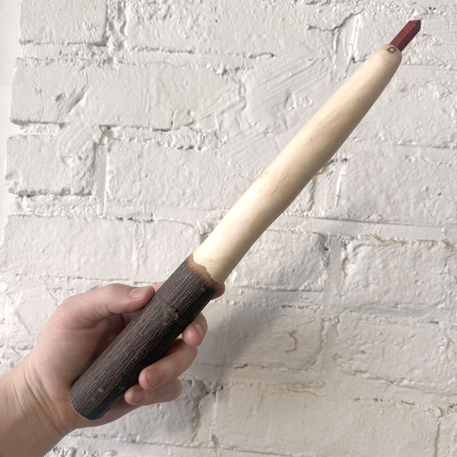 Hickory Wand 13 Inches with Jasper Crystal Point