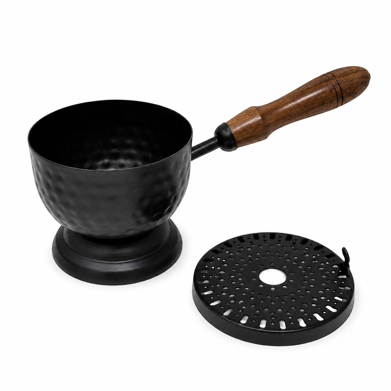 9" Iron Cauldron Burner with Lid & Wooden Handle